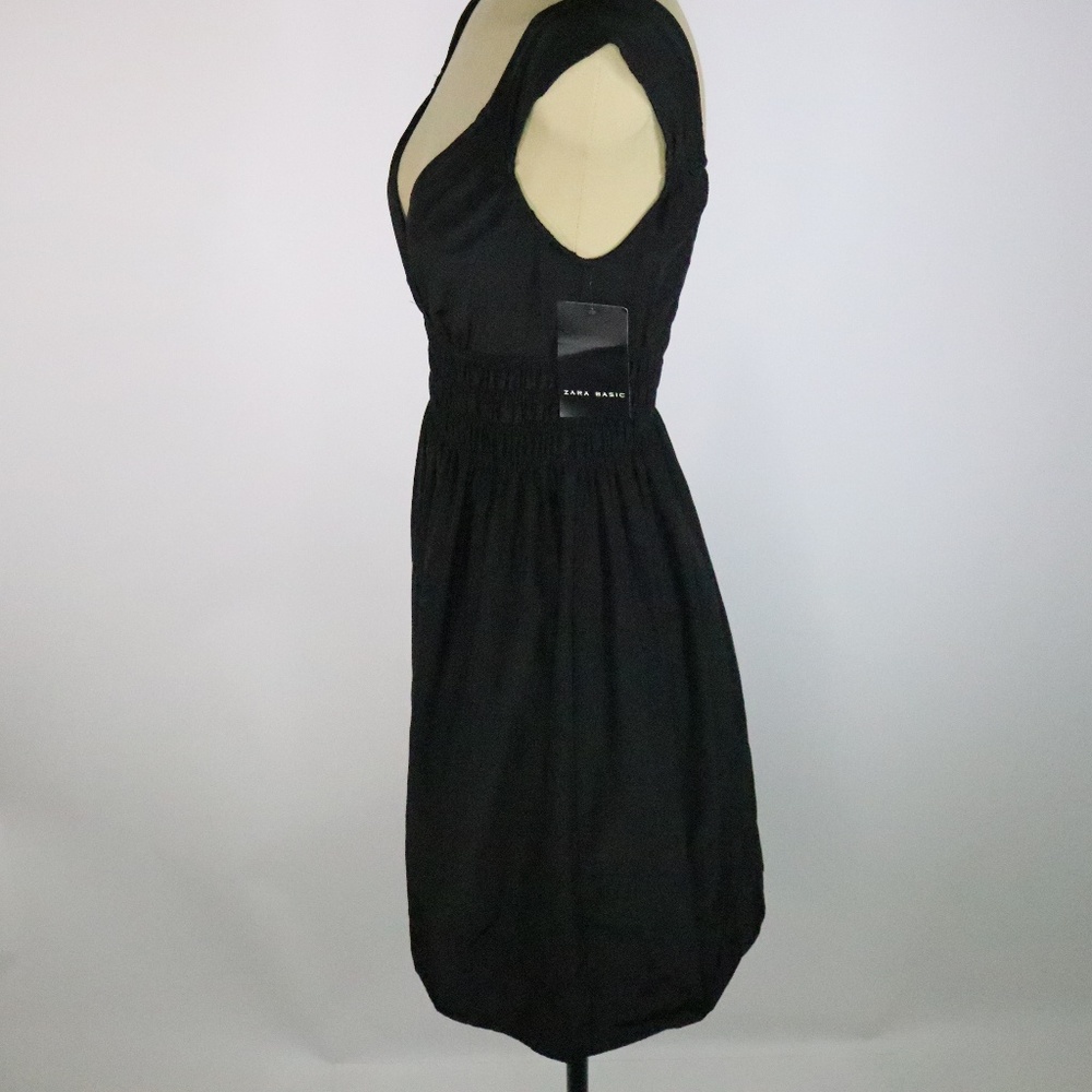 NWT Zara Basic Black V-Neck Dress - XS - Q08 - Picture 5 of 6